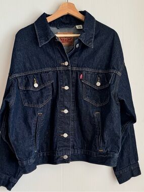 Levi's balloon style wide sleeves Dark Blue Denim Jean Jacket trucker